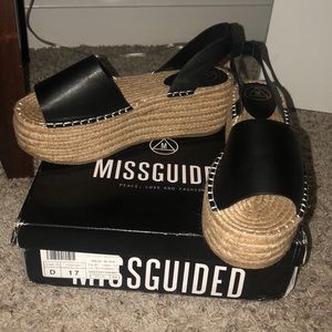 Missguided BRAND NEW black platform espadrilles